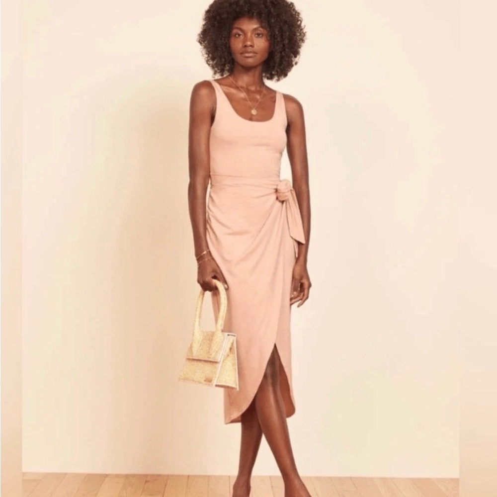 Reformation Jeans Kaila Wrap Dress Size L In Blush Pink